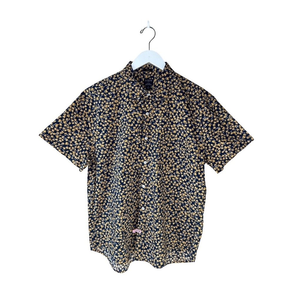 J Crew Factory Flex Washed Slim Fit Button Down Shirt Size Large Short Sleeves
